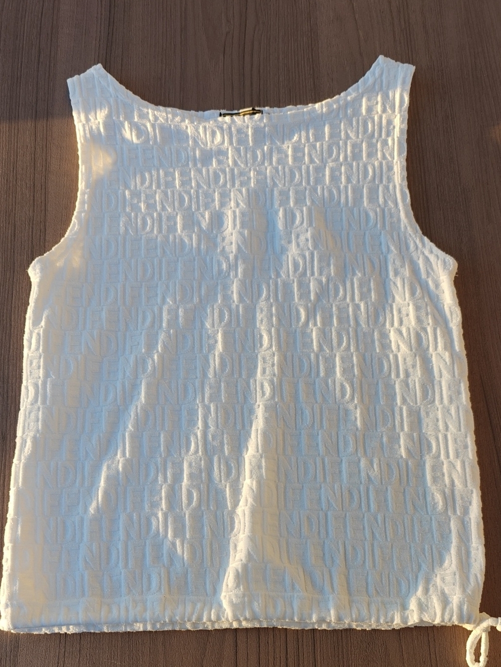 Fendi Mare Embossed Logo Toweled Tank Top in White Size 42